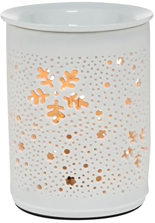 Veemoon Lámpara Eléctrica de Fragancia Redonda Hueca para Aceites Esenciales Luz Nocturna Práctica y Ambientador Aromático Diseño Cerámico Acabado Electrochapado Voltaje Ac220-240 para