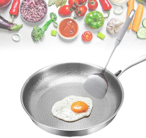 Siraats - Pentola in titanio martellato con coperchio, versatile padella antiaderente per stufe elettriche, a induzione e a gas, riscaldamento rapido, uniforme, resistente e leggera, 30 cm