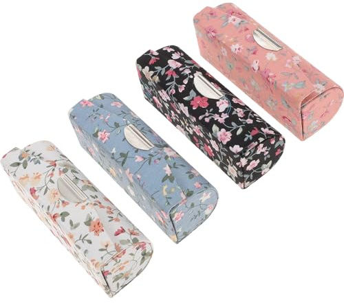 LIFKICH Estuche Organizador para Maquillaje 4 Piezas Tapa, Soporte para Lápiz Labial, Diseño Bordado Floral, Adecuado para Viaje y Almacenamiento Cosméticos