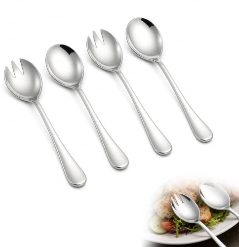 Zolara 4 Pièces Couvert a Salade, Couverts À Salade en Acier Inoxydable, Cuillère À Salade, Fourchette À Salade, Acier Inoxydable Sûr pour les Aliments, pour le Restaurant, la Maison et le Pique-Nique