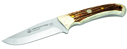 PUMA IP Erwachsene Catamount Stag, Stahl 440 C, Hirschhorn, Lederscheide, Puma-Nr. 814000 Jagd-/outdoormesser, Mehrfarbig, One Size, 1010244410