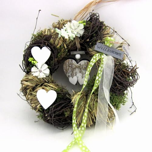 Türkranz Wandkranz Kranz mit Herzen Ø 28 cm - Frühling - Sommer - Willkommensgruß 311