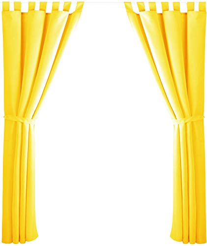 Bestlivings 2er Set Dekoschal mit Schlaufe, inkl. Raffhalter & Haken, gelb in 140x145 cm