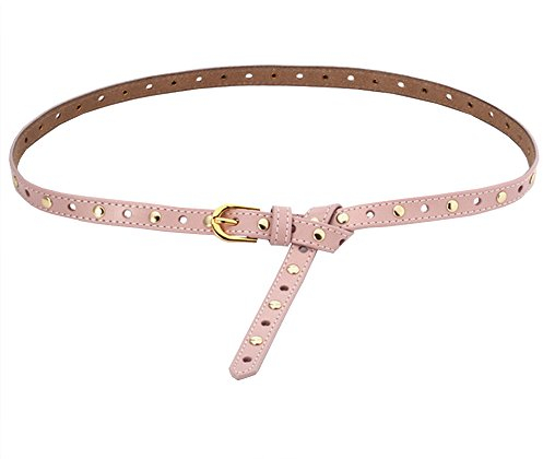 Cheerlife Dame Nieten Gürtel Leder Taillengürtel Kleid Belt Gürtel Schmaler Hüftgürtel (Pink)