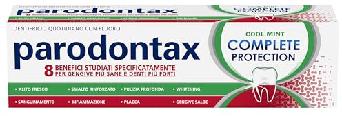 Parodontax Complete Protection Cool Mint, tägliche Zahnpasta mit Fluor, 8 Vorteile speziell für gesünderes Zahnfleisch und stärkere Zähne, 75 ml
