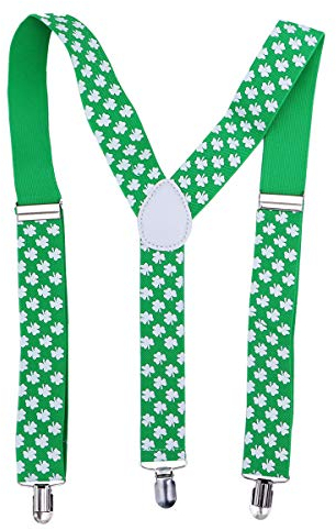 Amosfun Shamrock Clover-Hosenträger X-Form verstellbare Hosenträger St. Patrick's Day Parade Kostümzubehör