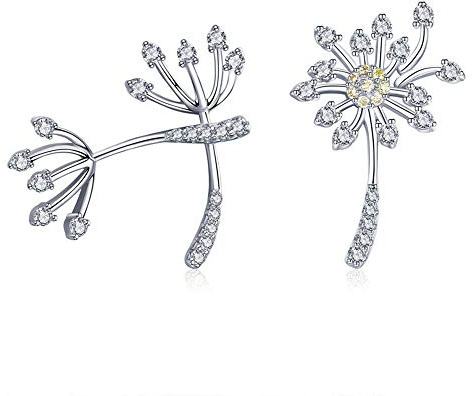 NewL 925 Sterling Silver Blooming Dandelion Love Exquisite Stud Earrings for Women Silver Jewelry