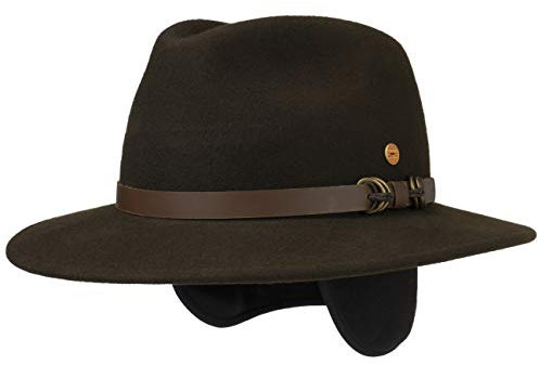 Mayser Georgia Outdoorhut Traveller Filzhut Ledergarnitur Ohrenklappen Herren Herbst Winter Made in EU braun 63 cm