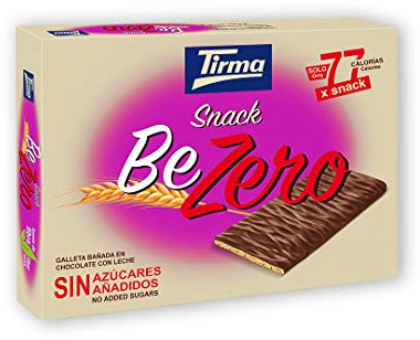 Tirma Snack BeZero | Biscotti Leggeri al Cioccolato al Latte | Biscotti Dietetici a Basso Contenuto Calorico | Senza Zuccheri Aggiunti | Biscotti Individuali per Caffè | Adatto ai Diabetici |105gr