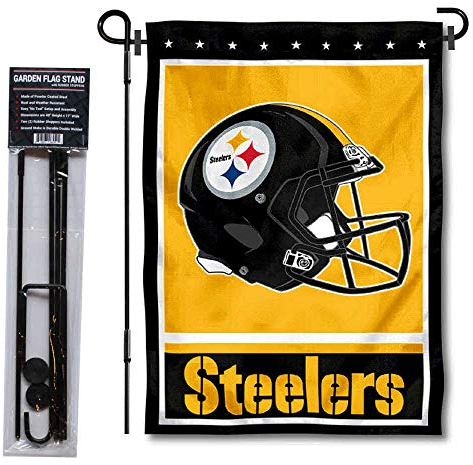 WinCraft Pittsburgh Steelers Football Garden Flag and Pole Stand Holder