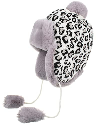 Yixda Damen Wintermütze mit Ohrenklappen Warm Ski Fliegermütze Winddicht Fellmütze (Weiß)