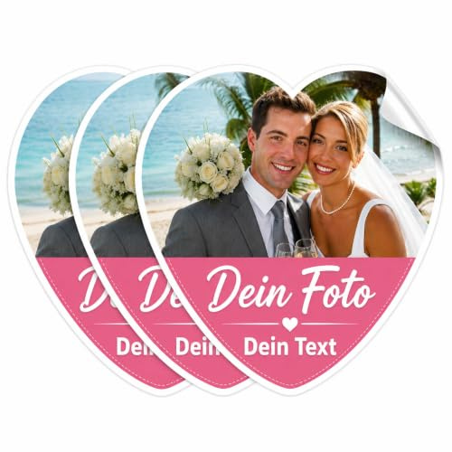 INDIGOS UG - Aufkleber selbst gestalten - Herz - 30mm - 10-1000 Sticker Namensaufkleber Kinder Schule, Einladungen, Hochzeit, Taufe, Verlobung, Kommunion, Geburtstag, Party - Sticker wasserfest