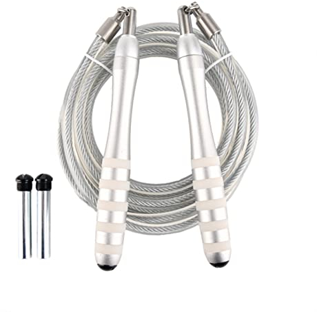 FAMoUsGoods 8mm Schwere Gewichtsgeschwindigkeitstraining Pu Sprungseil schnell überspringen Seilfitness Springseile (Color : Silver)