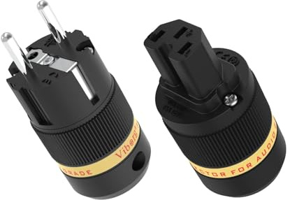 Tertullus VE501R + VF501R Reines Kupfer Rhodiniert High End SchukoStecker Kaltgerätestecker für DIY HiFi Netzkabel