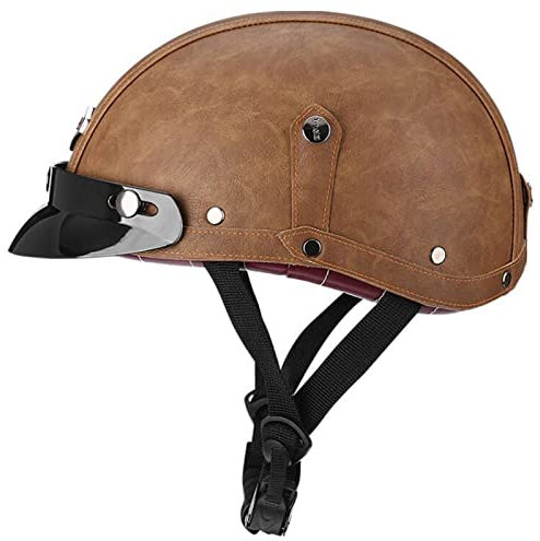 HZIH Classic Aperto Casco da Moto,Portatile Mezzi Caschi retrò Casco Scodella Moto Casco,DOT/ECE Certificazione,Ciclomotore Crash Chopper Caschi Cromwell Casco di Sicurezza G,M=57-58cm