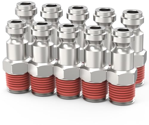 ChillWaves Automotive T-Style Air Plug, 1/4 NPT Male Pneumatic Plugs, Air Compressor Accessories Fittings(10-PACK)