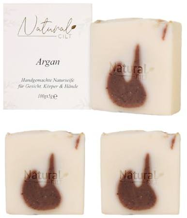 3x Natural Cilt Argan Seife - 100% Naturseife - ohne bedenkliche Inhaltsstoffe - Zertifiziert - Handgemacht - Duschseife für alle Hauttypen - Duschgel - Naturkosmetik