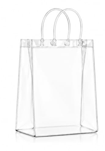 OfficeCastle Transparente Geschenktüten mit Griffen, wiederverwendbare Einkaufstaschen für Einzelhandel, Merchandise, Boutique, 18 x 7 x 25 cm, 10 Stück