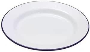 Lucaro Pack of 2 Enamel Pie/Dinner Plate 24cm -Perfect for Apple pies White Vintage Design, Suitable for Oven and Stove, Dishwasher Safe, Tray, Tin