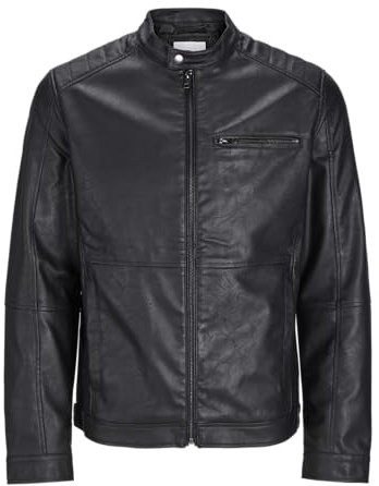 JACK & JONES Jjedylan Pu Biker Jacket Noos - Chaqueta de motorista para hombre, Negro, XS