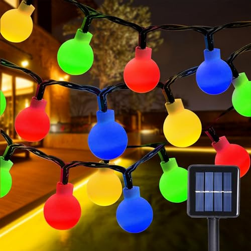 GHONLZIN LED Solari Luci Stringa, 12M Globo Stringa di Luci, 100 LEDs 8 Modalità Impermeabile Catena Luminosa Interni Esterni per Giardino, Feste, Camera, Camera da Letto, Balcone, Casa (Colore)