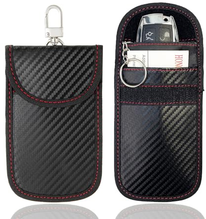 Anti-Theft Faraday Pouch for Car Keys, Car Key Signal Blocker Pouchs 2 Pack | Keyless Entry Safe Key Fob Protector, Car Key Security Signal Blocker Pouch Faraday Bag for Car Keys Mobile Phone Credit Card