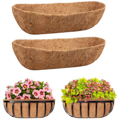 Riare Trough Doublures de Rechange en Fibre de Coco Naturelle pour jardinières, paniers de fenêtre, Garde-Corps (2, 30inch)