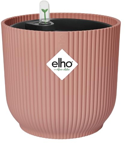 elho Vibes Fold Rund mit Selbstbewässerungssystem - Blumentopf für Innen - 100% Recycelter Kunststoff - Ø 18 cm - Zartrosa | ∅ 18.35 x H 16.8 cm | 2 Artikel Enthalten | für den Innenbereich