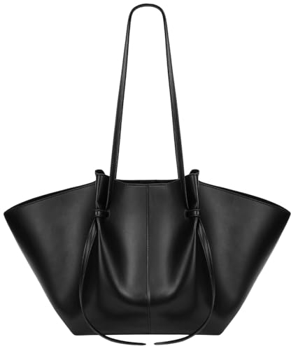 GSenhui Handtasche Tote Bag Kunstleder Groß Kapazität Shopper Tasche Gross Schultertasche Henkeltasche Shopping Bag mit Zwei Welsschnurrhaare Tragetasche für Einkaufe Schwarz