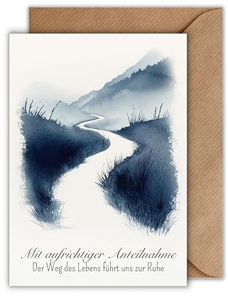 WBdesignz Trauer Karte mit Umschlag - besinnliche Trauerkarte Mit aufrichtiger Antetilnahme Kondolenzkarte Beileidskarte Gedenkkarte Beileid Trauerfeier Beerdigung Anteilnahme (DIN A6)