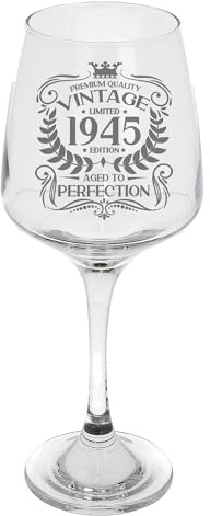 Always Looking Good 81st Birthday Gift Vintage 1945 Aged to Perfection Engraved Large Wine Glass Present for 81 Year Old Etched 400ml Wine Glass