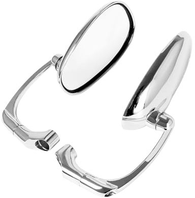 Lenkerendenspiegel Motorrad-Rückseitenspiegel Mit 8/10-mm-Schrauben, Universeller Runder Retro-modifizierter Motorrad-Cafe-Racer-Spiegel Motorrad Spiegel(Chrome)