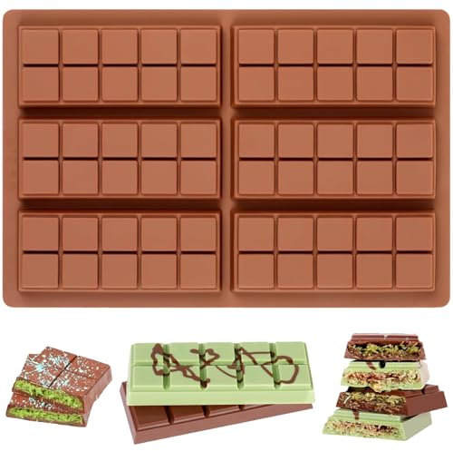 Stampo per cioccolato in silicone, per 6 tavole di cioccolato, senza BPA, rivestimento antiaderente per cioccolatini, caramelle al cioccolato