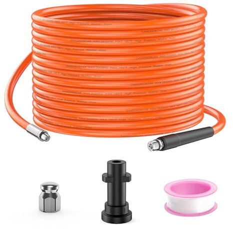 DANCINGBOAR 10M Tuyau Déboucheur Canalisation pour Nettoyeur Haute Pression, Compatible Séries Karcher K2 K3 K4 K5 K6 K7，Furet Pour Karcher un Nettoyage Facile Des Tuyaux Éviers, 2600PSI/180BAR
