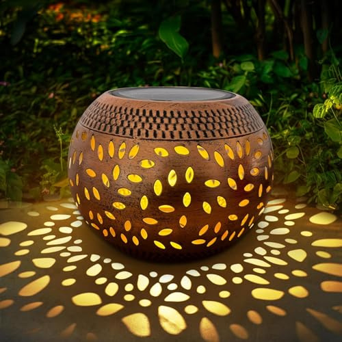 Solar Lanterns Outdoor Hanging Lantern Lights,Metal Bird Decor Waterproof LED Decorative Light for Garden Patio Yard (Bronze)