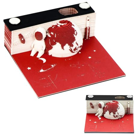 3D Kalender, Tischkalender 3D-Notizblock, Taschenkalender 2025 Klein Haftnotizen Mit Stifthalter und Präsentationsbox, diy Schreibtischdekorationen für Schule, Zuhause, Büro