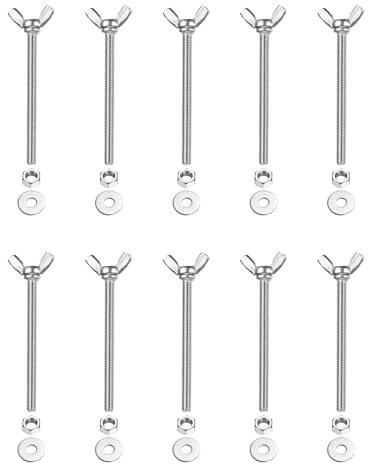 PATIKIL M5-0.8 x 50 mm Wing Butterfly Screw, 10 Pcs 304 Stainless Steel Wing Nuts and Bolts Machine Fastener Thumb Hand Screws for Electronic Equipment DIY Tools, Silver
