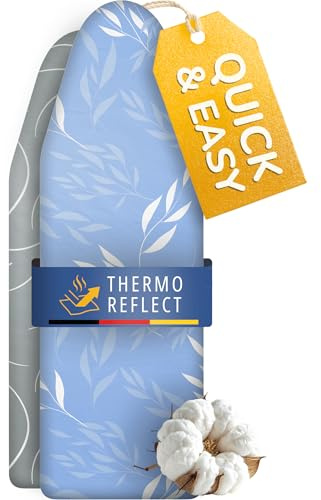 Yellocean Turbo Bügelbrettbezug 150x50 – Hitzereflektierend für schnelleres Bügeln – einfache Montage mit Gummizug – 2X Komfortpolsterung | Größe XL