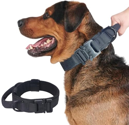 CEASELESLY Collier Tactique,Collier Tactique Chien avec Poignée,Boucle en Métal Robuste,pour Colliers de Chien pour Chiens de Taille Moyenne,Chasse,entraînement,Loisirs,Plein air (XL)