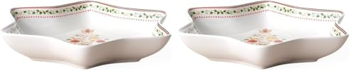 Villeroy & Boch , Winter Bakery Delight Fuente Para Servir Rojo, Apto Para Microondas, Navidad, Decoración, Cuenco Ceramica, Bol, Bowl Ceramica, Premium Porcelain (Paquete de 2)