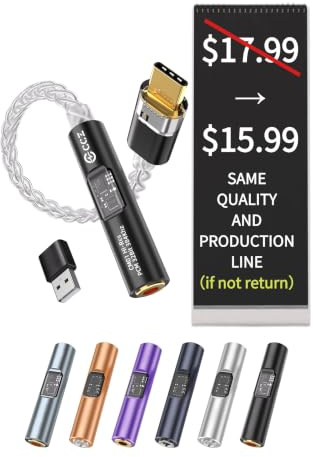 2026 Latest USB C DAC Audio Adapter with Headphone Amplifier, USB C to 3.5mm Audio Adapter for Wired Headphones, Hi-Res Type C DAC Compatible with iPhone 15, Android, Laptop & Tablet (DAC black)