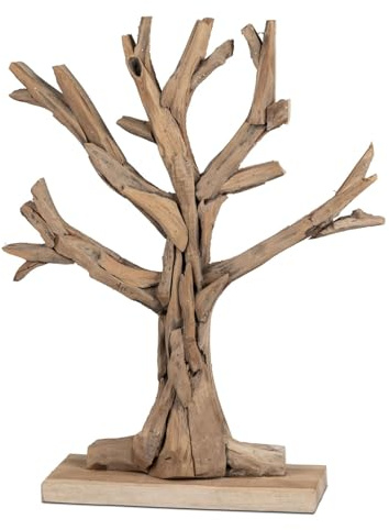 formano Teakholz Deko Objekt Baum Design Skulptur aus massivem Teak Holz 40 cm hohe Holzdekoration für Wohnzimmer, Sideboard & Regal - natürlich, zeitlos & stilvoll