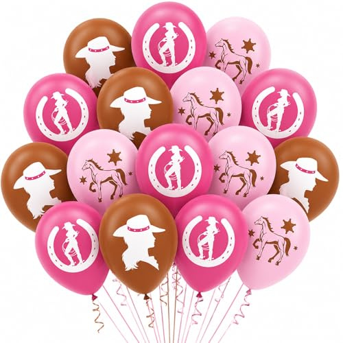 Ovanda Luftballon Pferd, 18 Stück 12 Zoll Latex Ballons, Pferd Thema Luftballons, Luftballons Rosa für Kinder Party Geburtstag Mottoparty Dekoration,Cowgirl Deko,Deko Pferde Kindergeburtstag