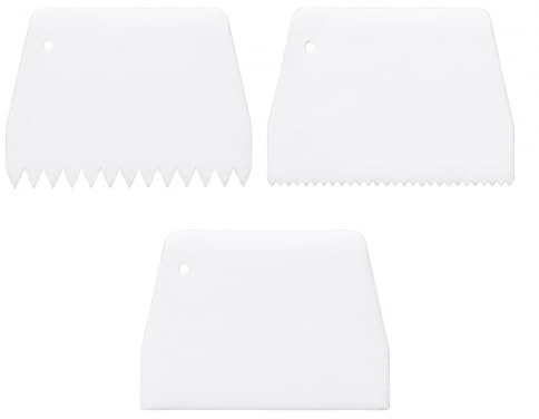 Pack of 3 Toothed Spatula, Serrated Adhesive Spatula, Plastic Adhesive Spatula, Epoxy Resin Plastic Trowel, Reusable Glue Spatula for Application, Tile Adhesive, Hardwood Floors (White)