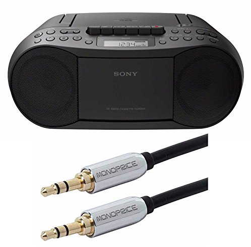 Sony CFDS70-BLK CD/MP3 Cassette Boombox Home Audio Radio, Black, With Aux