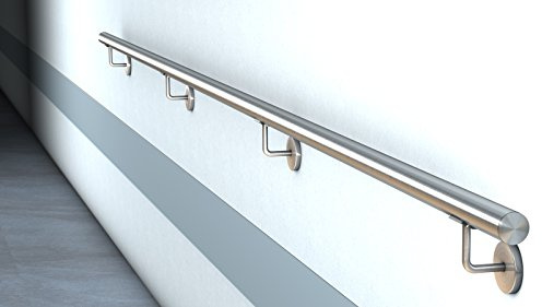 Edelstahl Handlauf V2A Fertighandlauf Geländer Treppe Griff 42,4x2 mit Klipsrosette (2,6 m)