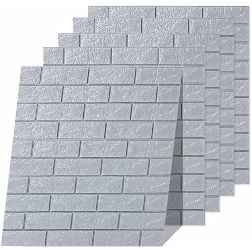 Euro Tische 5x 3D Wandpaneele selbstklebend – Tapete in Steinoptik für Wandgestaltung – wasserfeste Fliesenaufkleber für Schlafzimmer, Badezimmer, Küche & mehr – 5 Stück Grau (70x77 cm)
