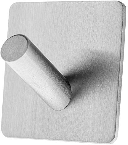 KADAX selbstklebende Haken - 3M, Handtuchhaken aus Edelstahl, starke Bademantelhaken, Kleiderhaken, Wandhaken für Küche, Bad, Handtuch, Küchenhaken, ohne bohren, silber (einzeln/quadratisch)