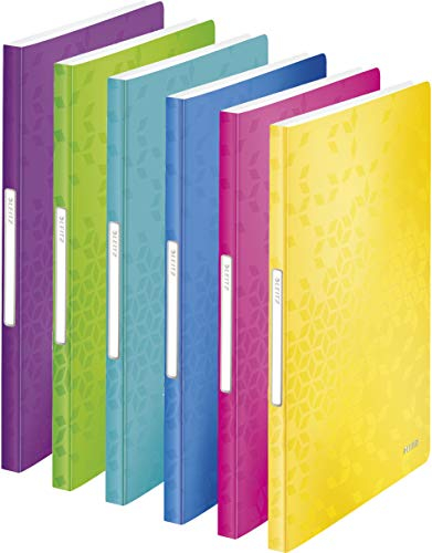 Leitz WOW Sichtbuch in A4 Format, Mit 40 Klarsichthüllen für 80 Blatt, Schwarz, WOW, 46320095 (Farben Sortiert)