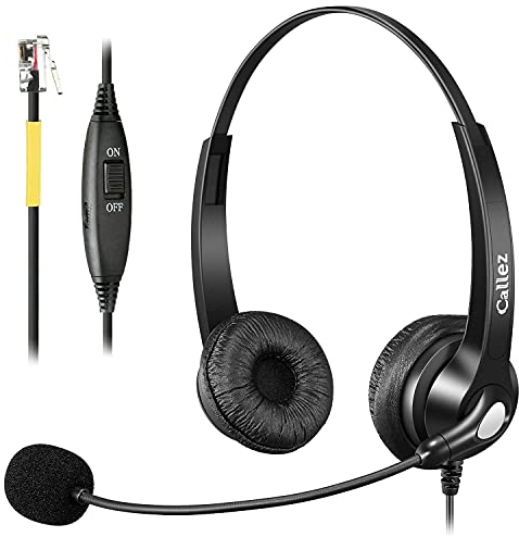 Casque Téléphone Fixe RJ9 avec Micro Anti-Bruit, Oreillette Téléphonique Compatible avec Grandstream GXP1620 Yealink SIP-T21P T41P T46 T48S Snom 300 320 712 Avaya 9608 Panasonic Bureau Centre d'appel